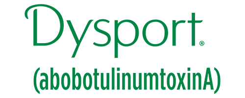 Dysport品牌標誌，另一種肉毒桿菌產品，強調其用於皺紋治療的效果。